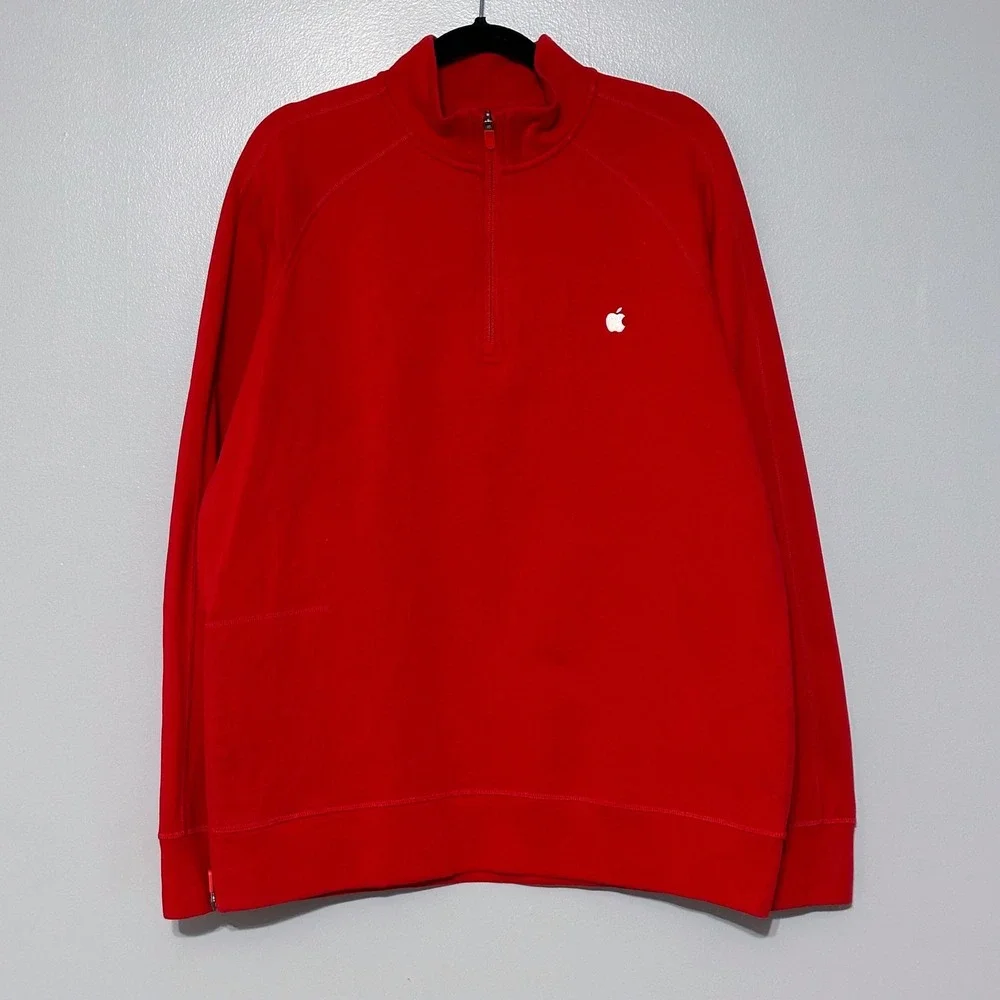 Apple Store employee red 1/4 zip pullover sweatshirt Size X-large‎